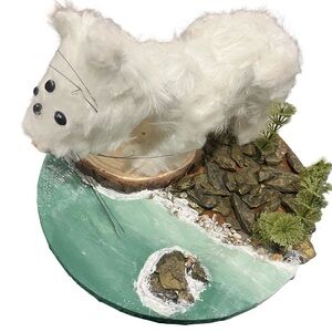 Four eyed white mink. Mystical creature hand made one of kind